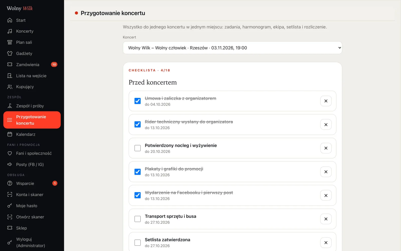 Przygotowanie koncertu: checklista zadań z terminami