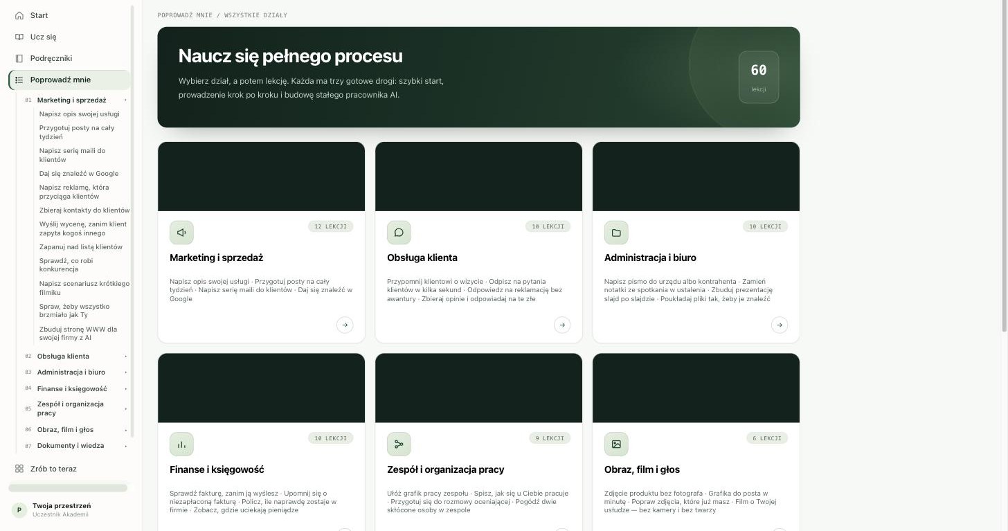 Zakładka Poprowadź mnie w Akademii AI Probatum