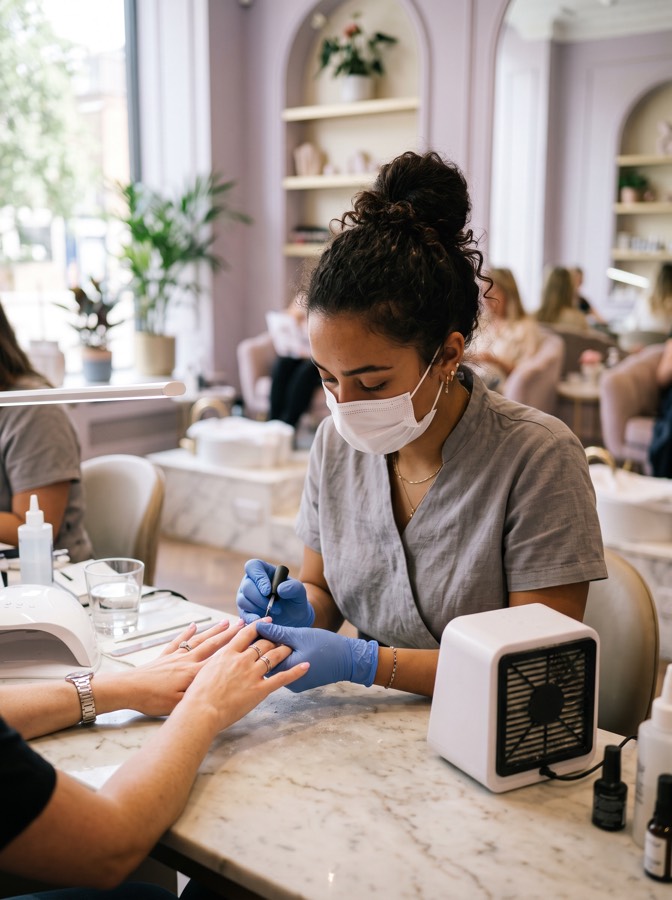 Ola — stylistka paznokci Studia Lawenda podczas manicure hybrydowego